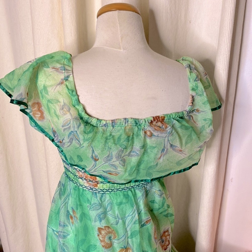 🌹 Miss Renfrew by Holt Renfrew 🌹 Vintage Off Shoulder Floral Chiffon Gown - Picture 7 of 16